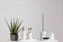 Orsina Gozo Concrete Soap Dish, Textured Concrete in Grey - thumbnail 2