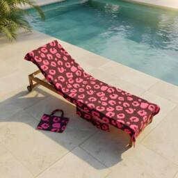 OHS Leopard Beach Towel with Bag Quick Dry Absorbent Travel Spa in Burgundy - thumbnail 2