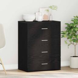 Berkfield Home Sideboard with Drawer with Storage Black oak Engineered wood - thumbnail 4