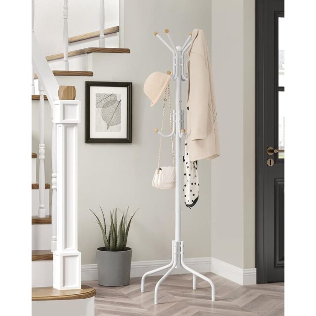 SONGMICS Freestanding Metal Coat Rack 12 Hooks 4 Legs Office Hallway in White - image 1