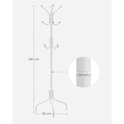 SONGMICS Freestanding Metal Coat Rack 12 Hooks 4 Legs Office Hallway in White - thumbnail 3