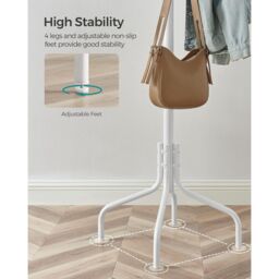 SONGMICS Freestanding Metal Coat Rack 12 Hooks 4 Legs Office Hallway in White - thumbnail 5