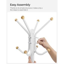 SONGMICS Freestanding Metal Coat Rack 12 Hooks 4 Legs Office Hallway in White - thumbnail 7