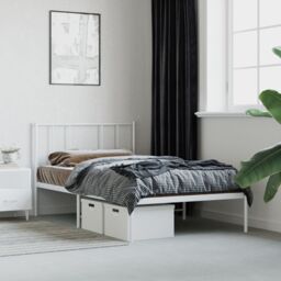 Berkfield Home Metal Bed Frame with Headboard White 100x200 cm