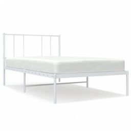 Berkfield Home Metal Bed Frame with Headboard White 100x200 cm - thumbnail 2
