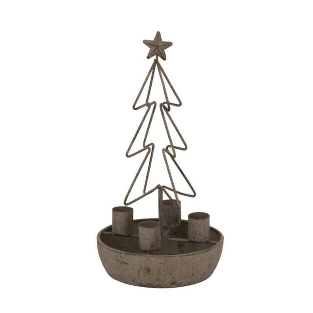 Lemon Pavilion Furniture and Decor Rustic Outline Tree and Star Candle Holders - Metal - L14xW14xH26 cm in Bronze