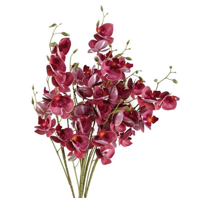 Pegdev Pack of 6 Dark Pink Mini Orchid Stems 80cm Faux Flowers - image 1