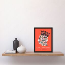 Artery8 King Charles III Coronation Date British Symbol Head Collage with Crown Red Design Artwork Framed Wall Art Print A4 in Black - thumbnail 2