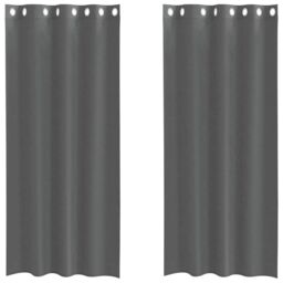Berkfield Home Voile Curtains with Grommets 2 pcs Dark Grey 140x245 cm - thumbnail 2