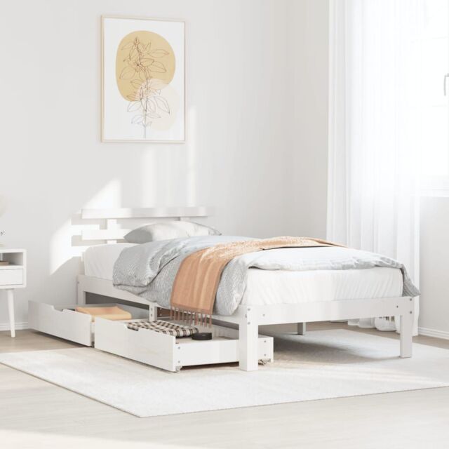 Berkfield Home Bed Frame with Drawers without Mattress White90x200 cm in White - Size: 90x200 cm - image 1