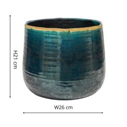 Ivyline Pot Como Turquoise, H21cm x D26cm in Aqua - thumbnail 4