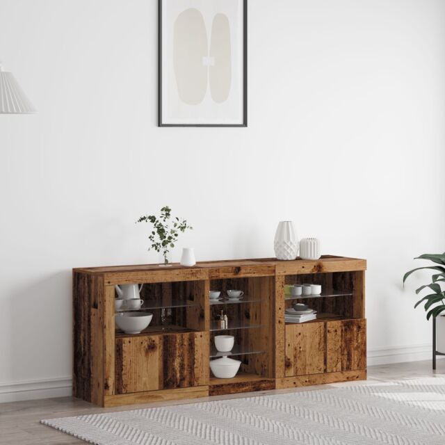 Berkfield Home Sideboard with LED Lights Old Wood 162x37x67 cm Engineered Wood in Brown - Size: 162 x 37 x 67 cm - image 1