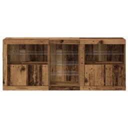 Berkfield Home Sideboard with LED Lights Old Wood 162x37x67 cm Engineered Wood in Brown - Size: 162 x 37 x 67 cm - thumbnail 5