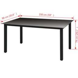 Berkfield Home Garden Table Black 150x90x74 cm Aluminium & Glass - Size: 150 x 90 x 74 cm - thumbnail 3