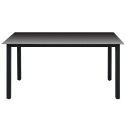 Berkfield Home Garden Table Black 150x90x74 cm Aluminium & Glass - Size: 150 x 90 x 74 cm - thumbnail 2