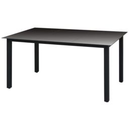 Berkfield Home Garden Table Black 150x90x74 cm Aluminium & Glass - Size: 150 x 90 x 74 cm - thumbnail 1