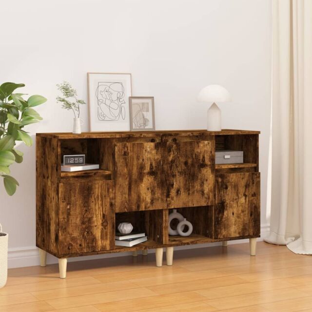 Berkfield Home Sideboards 2 pcs Smoked Oak 60x35x70 cm Engineered Wood in Brown - Size: 60 x 35 x 70 cm - image 1