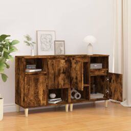 Berkfield Home Sideboards 2 pcs Smoked Oak 60x35x70 cm Engineered Wood in Brown - Size: 60 x 35 x 70 cm - thumbnail 3