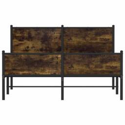Berkfield Home Metal Bed Frame without Mattress Smoked Oak 140x190 cm in Brown - thumbnail 5
