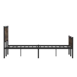 Berkfield Home Metal Bed Frame without Mattress Smoked Oak 140x190 cm in Brown - thumbnail 6