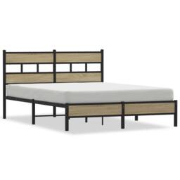 Berkfield Home Elegant Bed Frame without Mattress Sonoma Oak 140x190 cm Engineer in Light Tan - thumbnail 3
