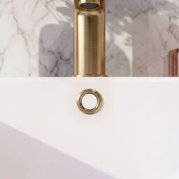 Balterley Modern Round Basin Overflow Cover Brushed Brass 18.5mm in Metallics - thumbnail 8