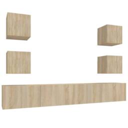 Berkfield Home Classic 6 Piece TV Cabinet Set Sonoma Oak Engineered Wood in Light Oak - thumbnail 3