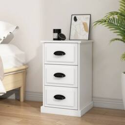 Berkfield Home Durable Bedside Cabinet White 39x39x67 cm Engineered Wood - Size: 39 x 39 x 67 cm - thumbnail 2