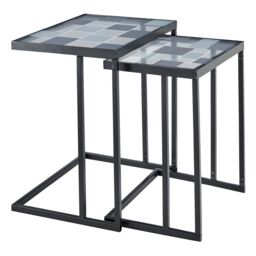 LIVIVO Kavic Glass Nested Tables Set of 2 - thumbnail 1