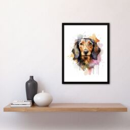 "Artery8 Wall Art Print Wirehaired Dachshund Lovers Gift Watercolour Pet Portrait Painting Artwork Art Framed - Size: W12"" x H16""" - thumbnail 4