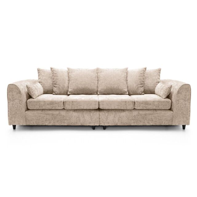 Abakus Direct Harriet Crushed Chenille 4 Seater Sofa in Cream - image 1