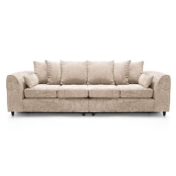 Abakus Direct Harriet Crushed Chenille 4 Seater Sofa in Cream - thumbnail 1