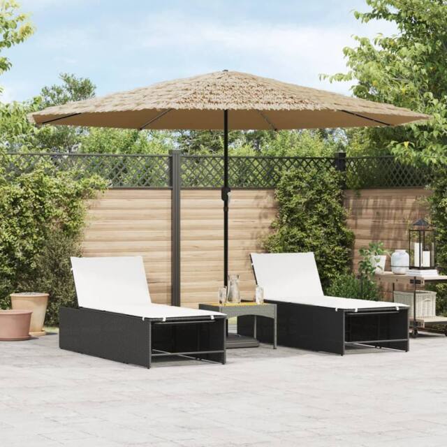 Berkfield Home Garden Parasol with LEDs & Steel Pole Brown 388x388x248 cm - Size: 388 x 388 x 248 cm - image 1
