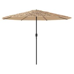 Berkfield Home Garden Parasol with LEDs & Steel Pole Brown 388x388x248 cm - Size: 388 x 388 x 248 cm - thumbnail 6