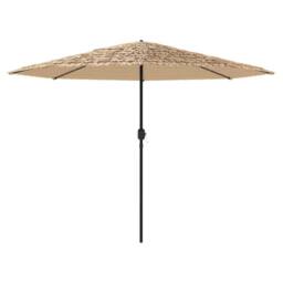 Berkfield Home Garden Parasol with LEDs & Steel Pole Brown 388x388x248 cm - Size: 388 x 388 x 248 cm - thumbnail 5
