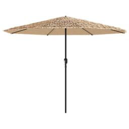 Berkfield Home Garden Parasol with LEDs & Steel Pole Brown 388x388x248 cm - Size: 388 x 388 x 248 cm - thumbnail 4