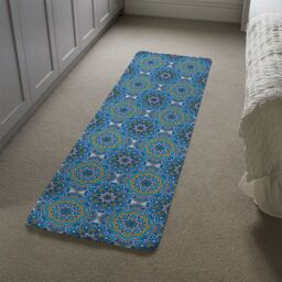 Benjamin Tate Design Floral & Geometric Embellished Tiles Runner Rug in Natural - Size: 67 cm x 230 cm - thumbnail 4