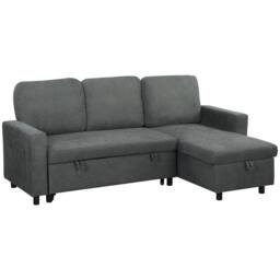 Wyld Haus Sesune Yoli Charcoal Grey Pull Out Corner Sofa Bed Storage & Side - thumbnail 2