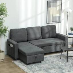 Wyld Haus Sesune Yoli Charcoal Grey Pull Out Corner Sofa Bed Storage & Side - thumbnail 3