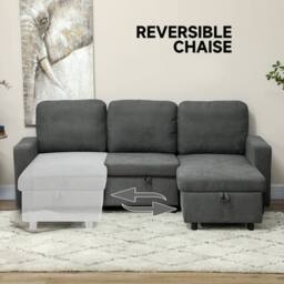 Wyld Haus Sesune Yoli Charcoal Grey Pull Out Corner Sofa Bed Storage & Side - thumbnail 7