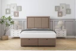 "Comfort Beds Savoy Plush Ottoman Bed Set With 26"" Strutted Headboard in Taupe - Size: Small Single" - thumbnail 1