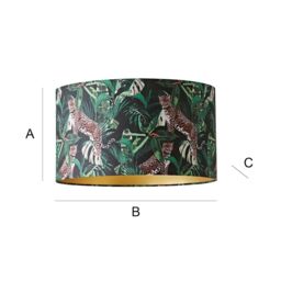 ValueLights Addalyn Green Jungle Print with Gold Inner Drum Easy Fit Lamp Shade - thumbnail 7