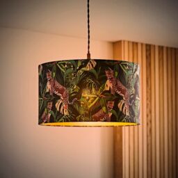 ValueLights Addalyn Green Jungle Print with Gold Inner Drum Easy Fit Lamp Shade - thumbnail 3