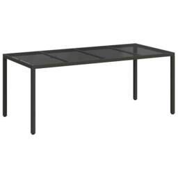 Berkfield Home Garden Dining Table Black 190x90x75 cm Poly Rattan - Size: 190 x 90 x 75 cm