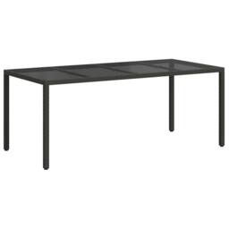 Berkfield Home Garden Dining Table Black 190x90x75 cm Poly Rattan - Size: 190 x 90 x 75 cm - thumbnail 5
