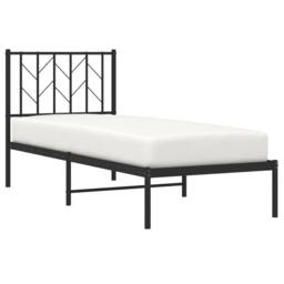 Berkfield Home Metal Bed Frame without Mattress with Headboard Black 75x190cm - Size: 75x190 cm - thumbnail 1