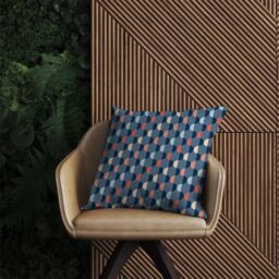 Warren Reed - Designer Geometric Pattern Outdoor Cushion in Blue - Size: 45 cm x 45 cm - thumbnail 2
