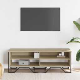 Berkfield Home TV Cabinet Sonoma Oak 122x34x41 cm Engineered Wood in Brown - Size: 122 x 34 x 41 cm - thumbnail 3