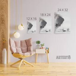 "Artery8 Two Turtles 1890 Ink Painting Canvas Wall Art Print Tsukioka in Grey - Size: W18"" x H24""" - thumbnail 4