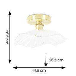 ValueLights Cassia Clear Glass Flower Gold Flush Ceiling Light with LED Bulb - thumbnail 5